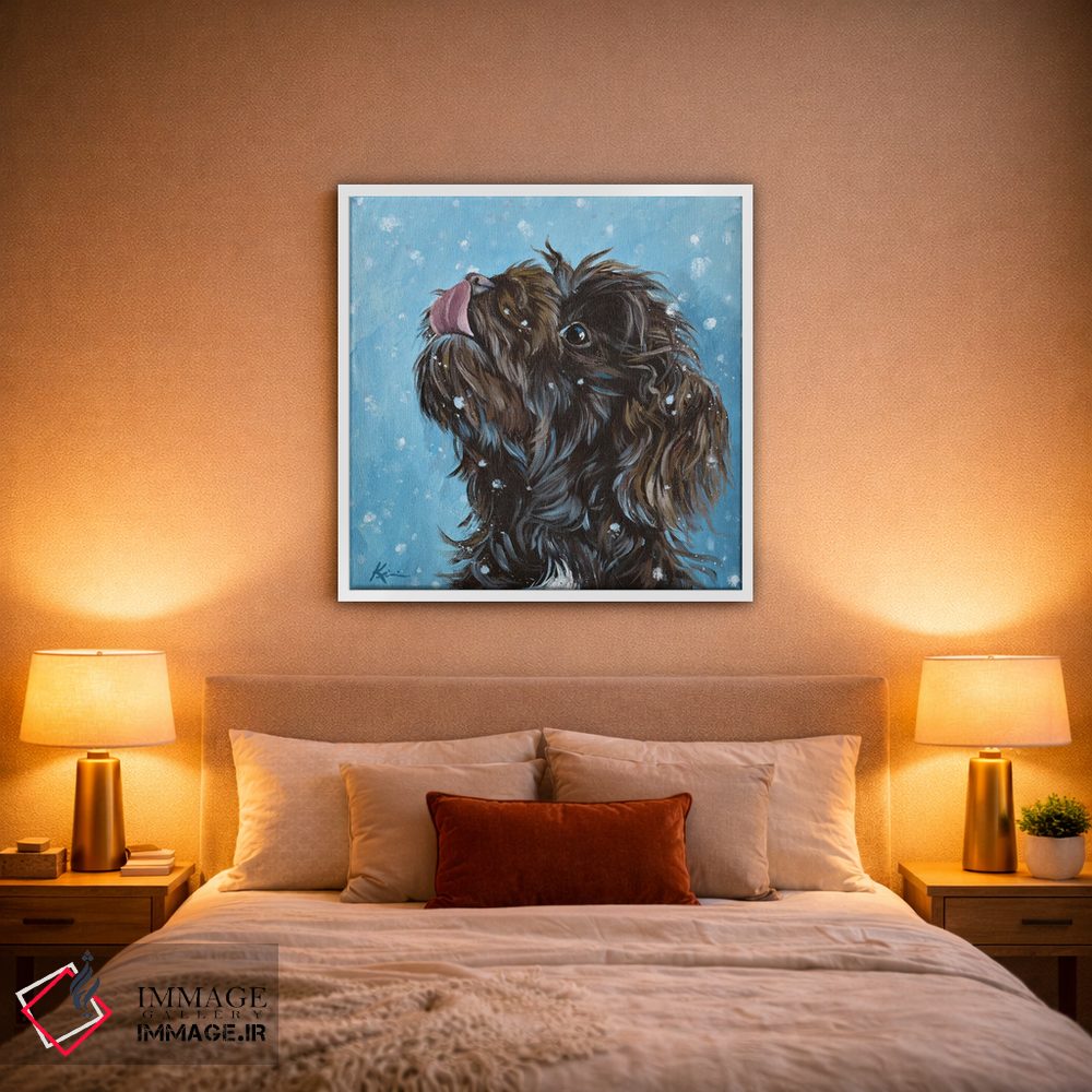 تابلو دکوراتیو هاوانیز در حال گرفتن دانه های برف اثر لینزی کیوی - D1W