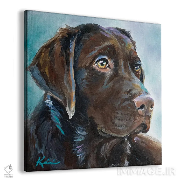 تابلو دکوراتیو لابرادور شکلاتی ۳ اثر لینزی کیوی - نمای پرسپکتیو محصول