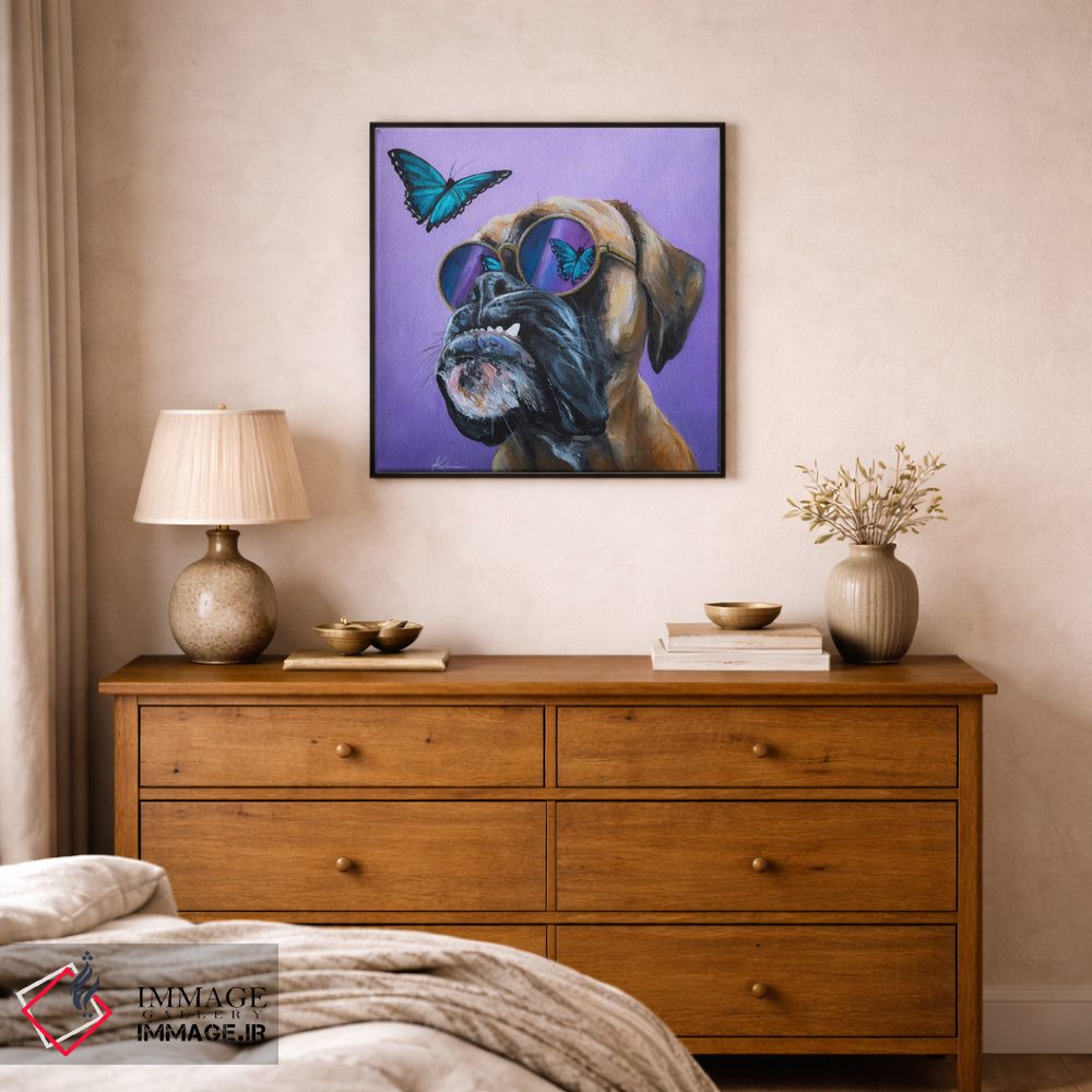 تابلو دکوراتیو باکسر و پروانه اثر لینزی کیوی - D1B