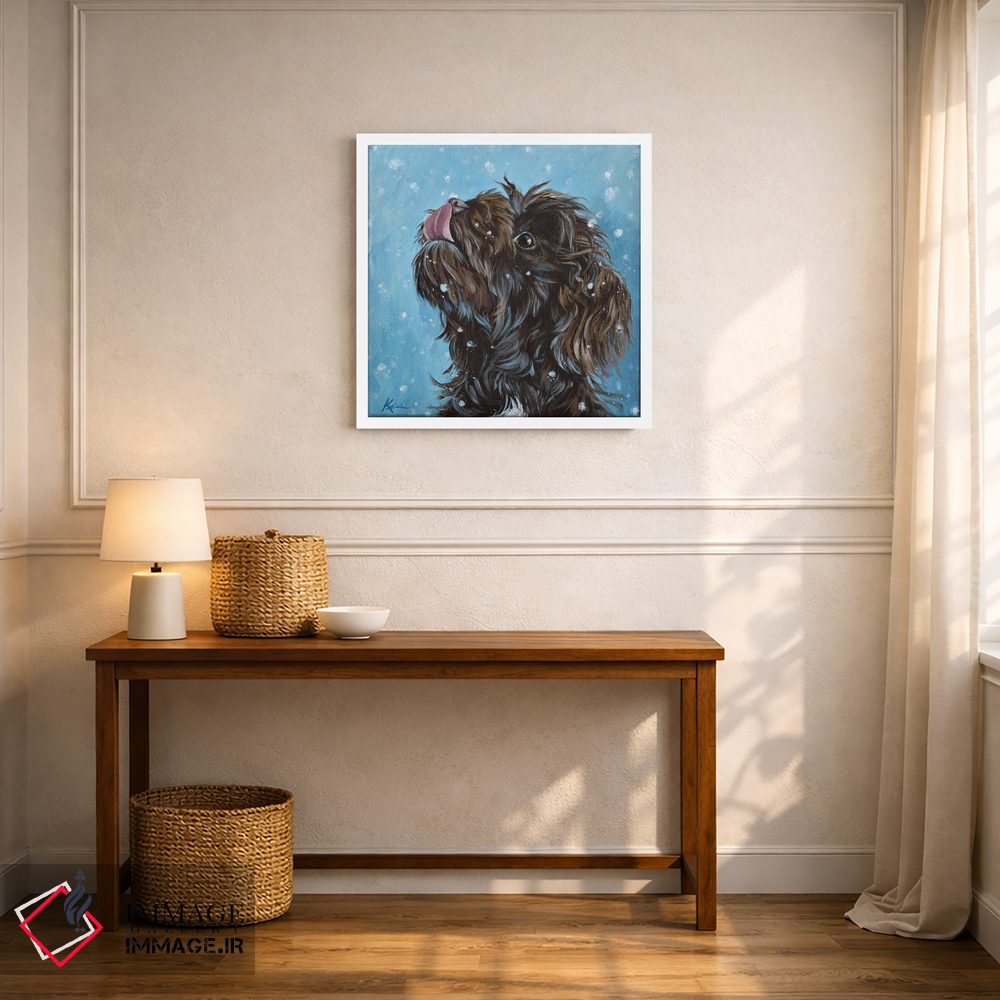 تابلو دکوراتیو هاوانیز در حال گرفتن دانه های برف اثر لینزی کیوی - D5W