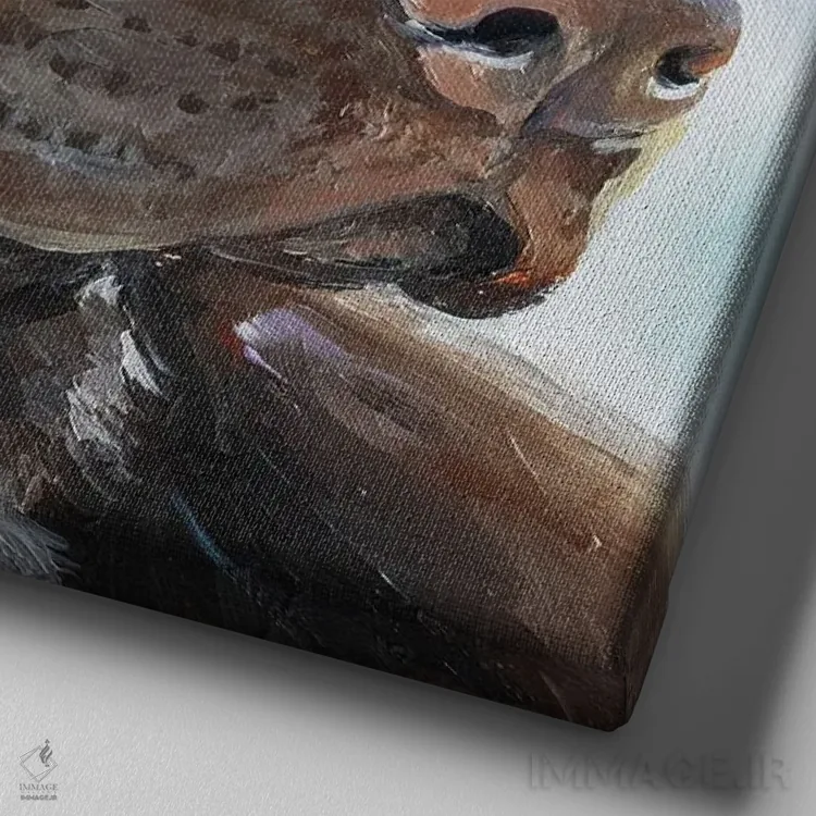 تابلو دکوراتیو لابرادور شکلاتی ۳ اثر لینزی کیوی - نمای نزدیک بافت بوم