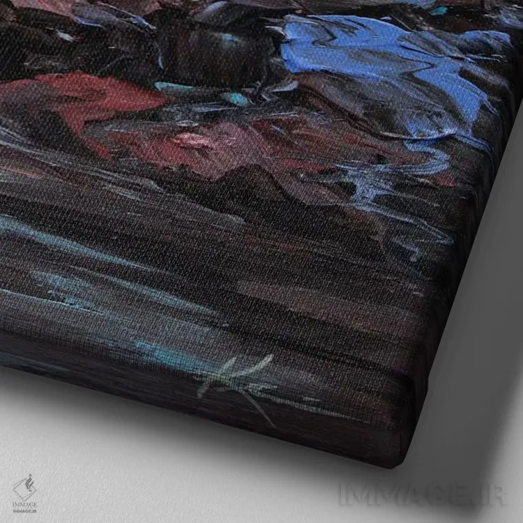 تابلو انتزاعی ساحل آب نباتی اثر لینزی کیوی - نمای نزدیک بافت بوم