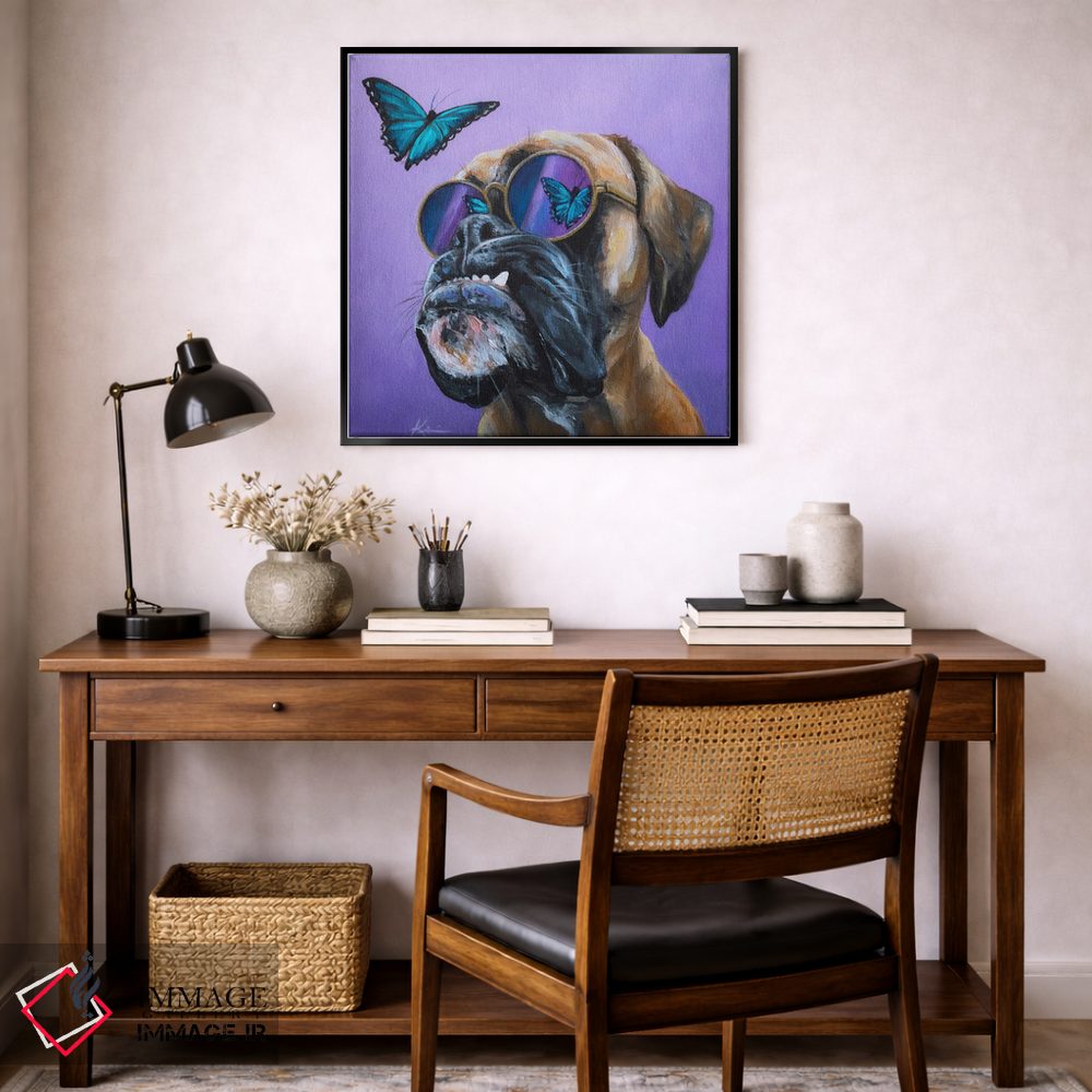 تابلو دکوراتیو باکسر و پروانه اثر لینزی کیوی - D6B