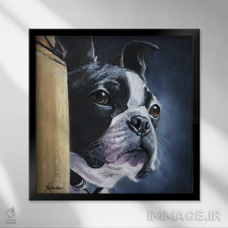 تابلو دکوراتیو بوستون تریر ۳ اثر لینزی کیوی - نمای قابدار مشکی