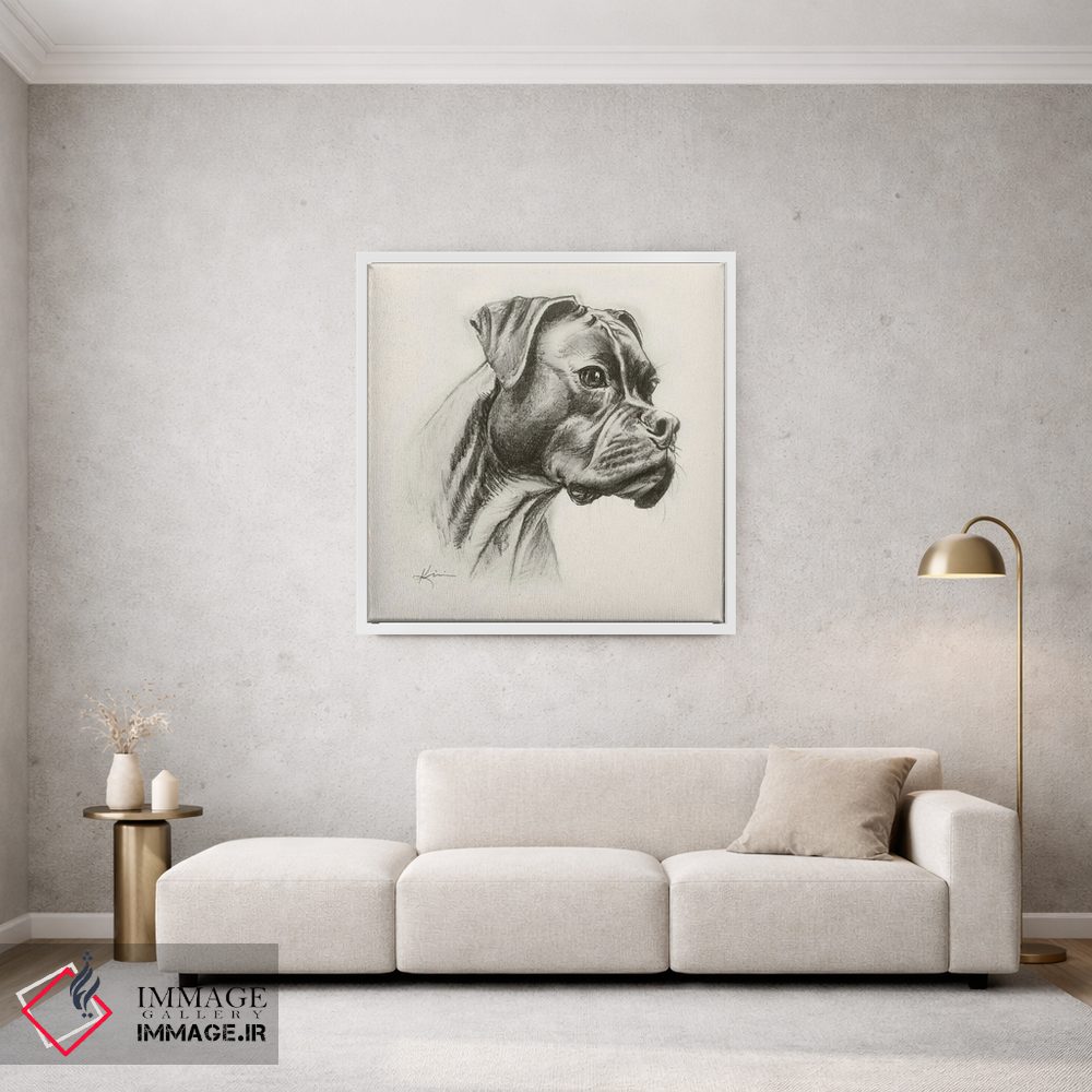 تابلو دکوراتیو طرح اسکچ سگ باکسر اثر لینزی کیوی - D1W