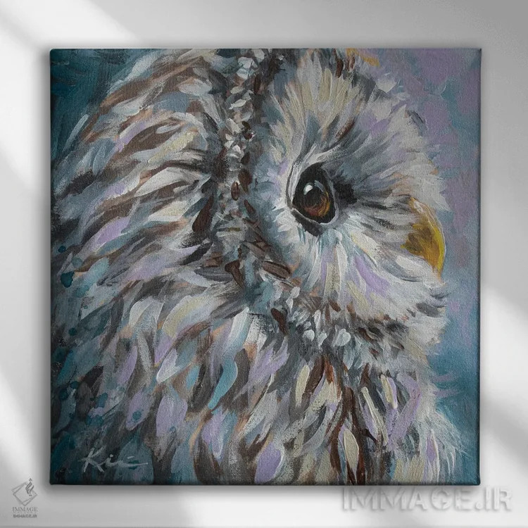 تابلو دکوراتیو جغد راه راه اثر لینزی کیوی - نمای روبهرو روی دیوار