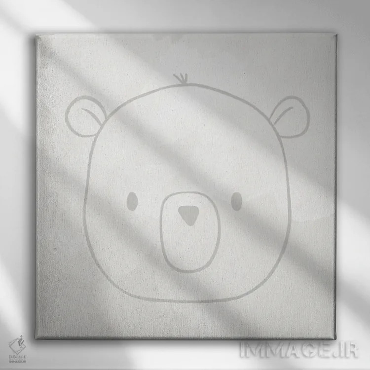 تابلو مینیمال خرس نرم و بامزه اثر لیدی لوئیز دیزاینز - نمای روبهرو روی دیوار
