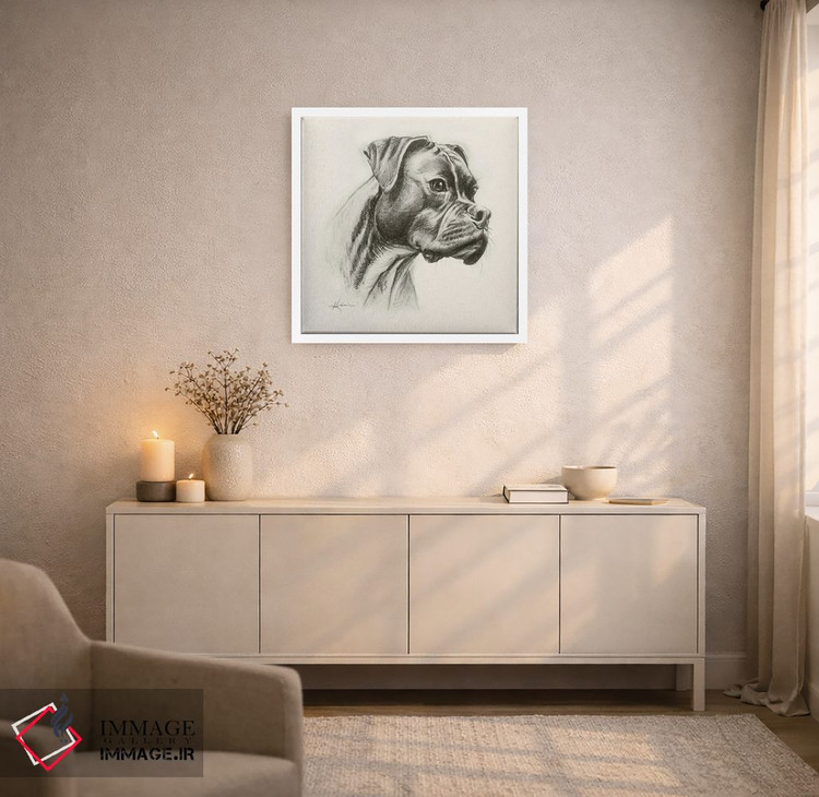 تابلو دکوراتیو طرح اسکچ سگ باکسر اثر لینزی کیوی - D4W