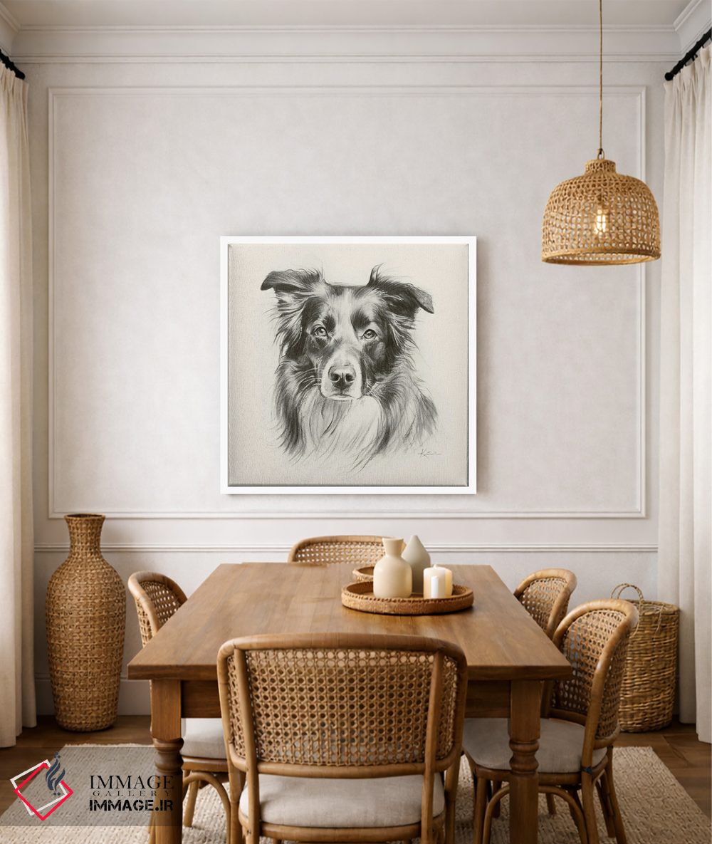 تابلو دکوراتیو طرح اسکچ سگ شپرد استرالیایی اثر لینزی کیوی - D6W