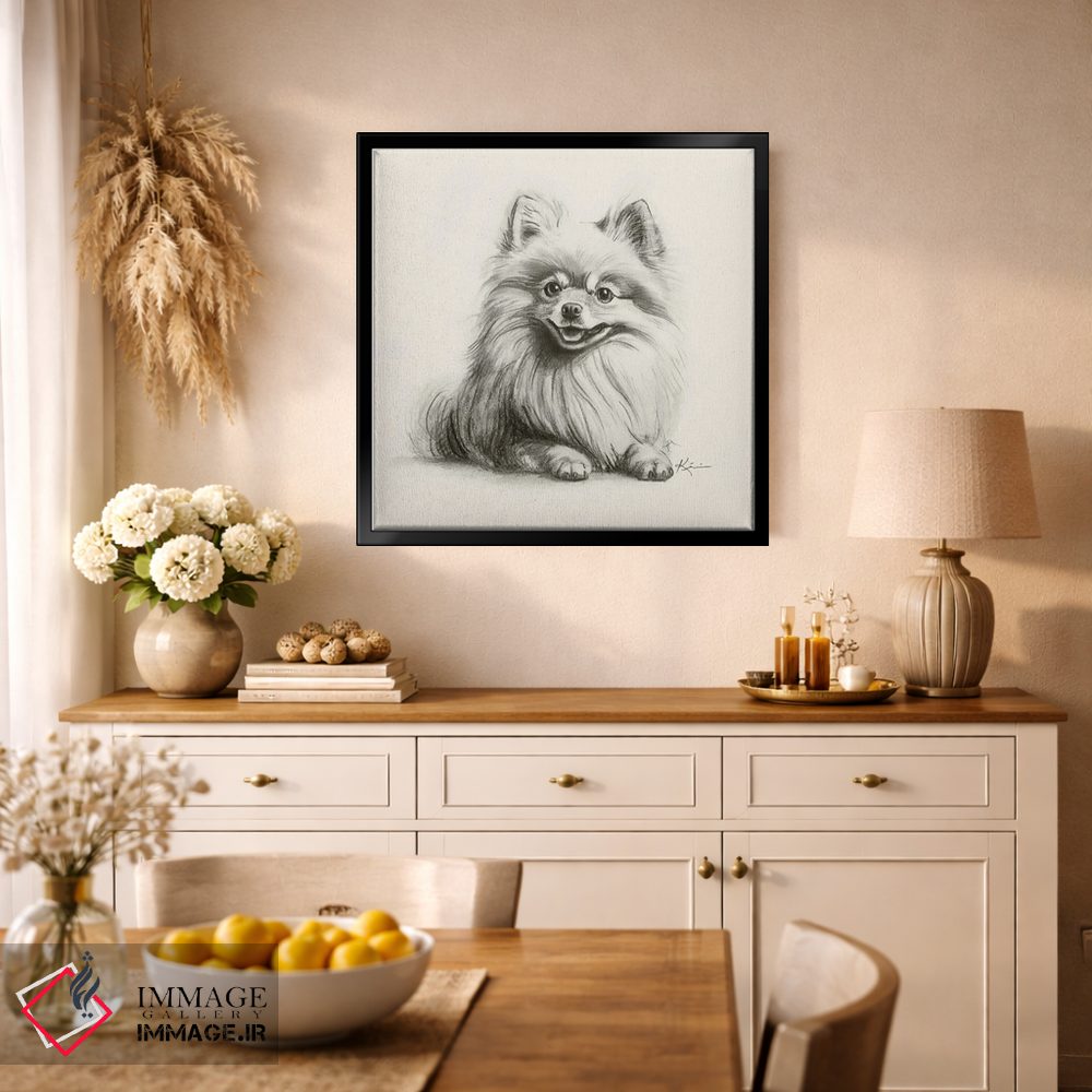 تابلو دکوراتیو طرح اسکچ پامرانین اثر لینزی کیوی - D2B