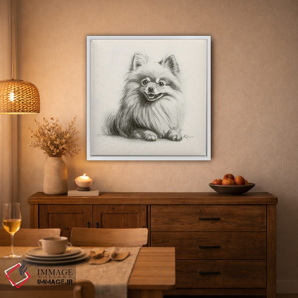 تابلو دکوراتیو طرح اسکچ پامرانین اثر لینزی کیوی - D3W