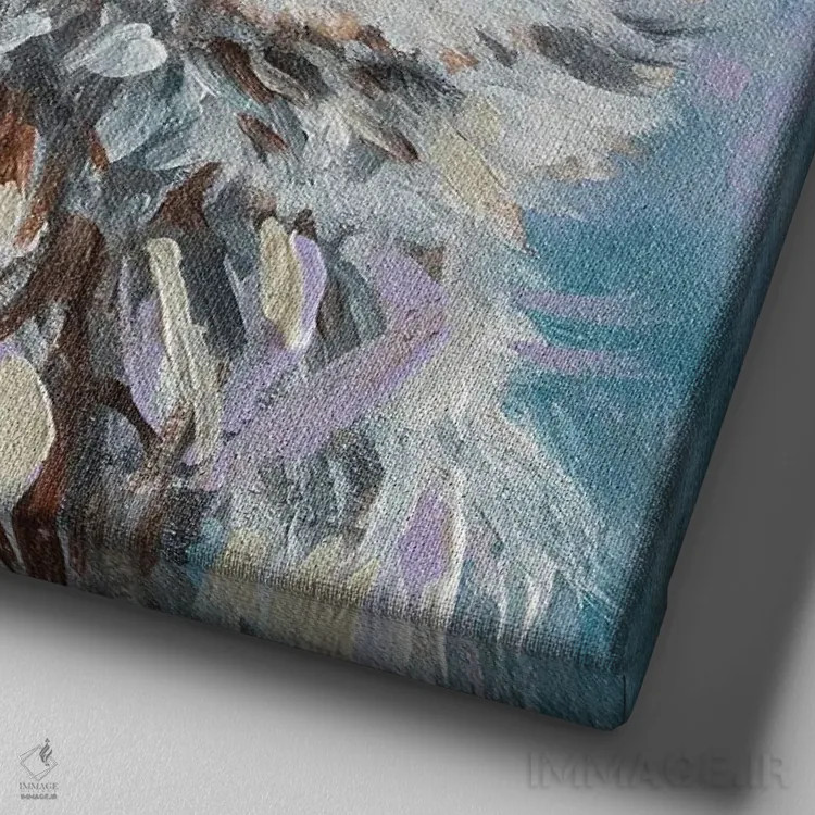 تابلو دکوراتیو جغد راه راه اثر لینزی کیوی - نمای نزدیک بافت بوم