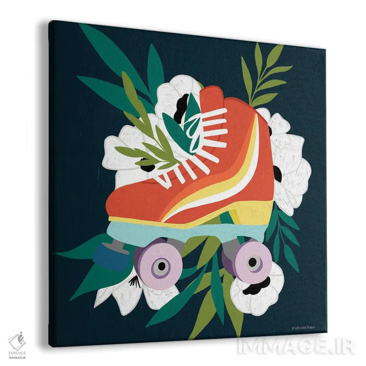 تابلو دکوراتیو اسکیت رولر رترو شماره یک اثر لیدی لوئیز دیزاینز - نمای پرسپکتیو محصول