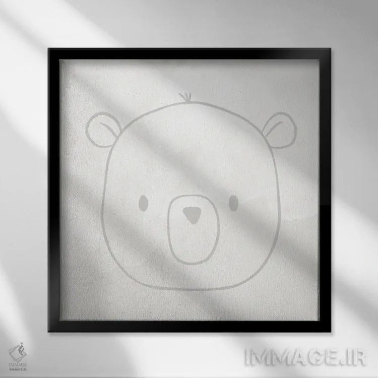 تابلو مینیمال خرس نرم و بامزه اثر لیدی لوئیز دیزاینز - نمای قابدار مشکی