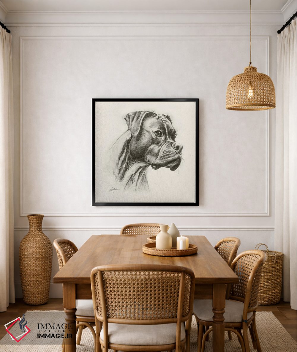 تابلو دکوراتیو طرح اسکچ سگ باکسر اثر لینزی کیوی - D6B
