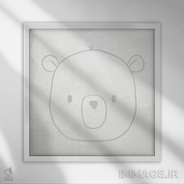 تابلو مینیمال خرس نرم و بامزه اثر لیدی لوئیز دیزاینز - نمای قابدار سفید