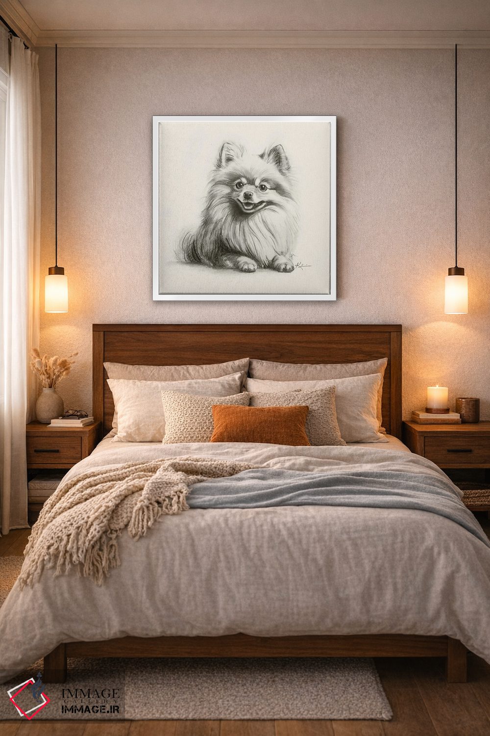 تابلو دکوراتیو طرح اسکچ پامرانین اثر لینزی کیوی - D5W