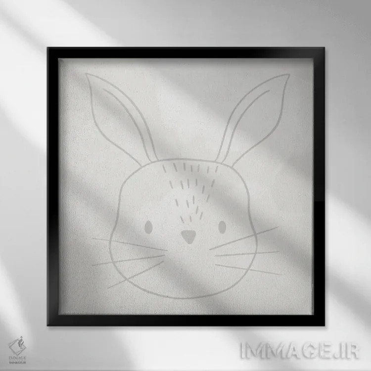 تابلو مینیمال خرگوش نرم و بامزه اثر لیدی لوئیز دیزاینز - نمای قابدار مشکی