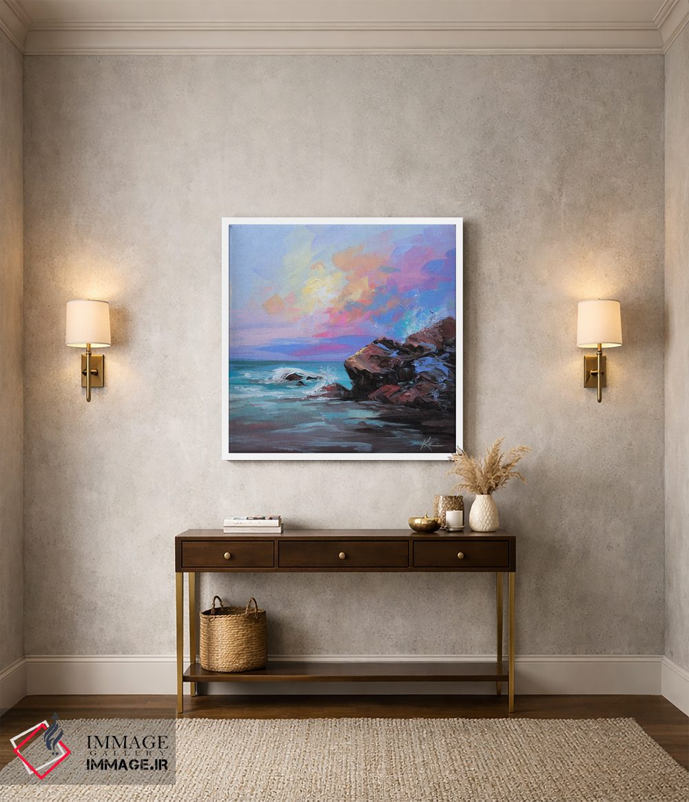 تابلو انتزاعی ساحل آب نباتی اثر لینزی کیوی - D3W