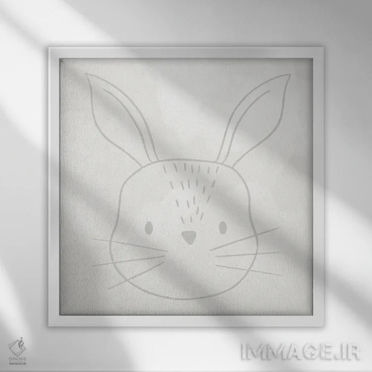 تابلو مینیمال خرگوش نرم و بامزه اثر لیدی لوئیز دیزاینز - نمای قابدار سفید
