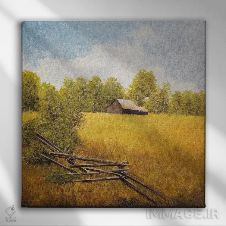 تابلو دکوراتیو نرده قدیمی چوبی اثر شریل میلر لکی - نمای روبهرو روی دیوار