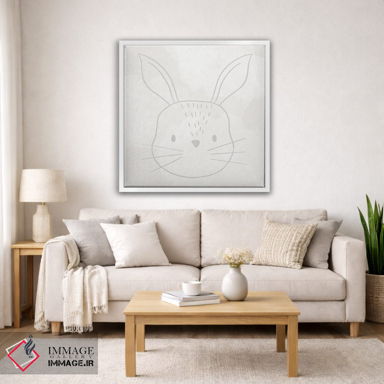 تابلو مینیمال خرگوش نرم و بامزه اثر لیدی لوئیز دیزاینز - D2W