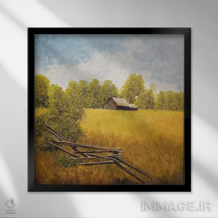 تابلو دکوراتیو نرده قدیمی چوبی اثر شریل میلر لکی - نمای قابدار مشکی