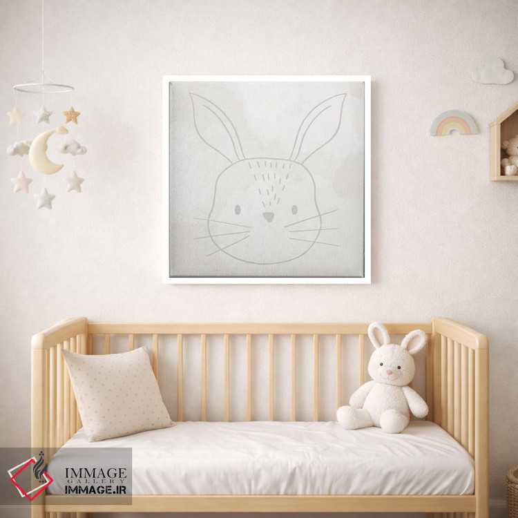 تابلو مینیمال خرگوش نرم و بامزه اثر لیدی لوئیز دیزاینز - D1W