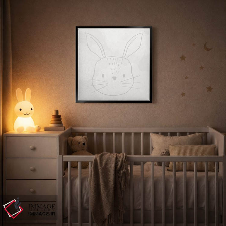 تابلو مینیمال خرگوش نرم و بامزه اثر لیدی لوئیز دیزاینز - D5B