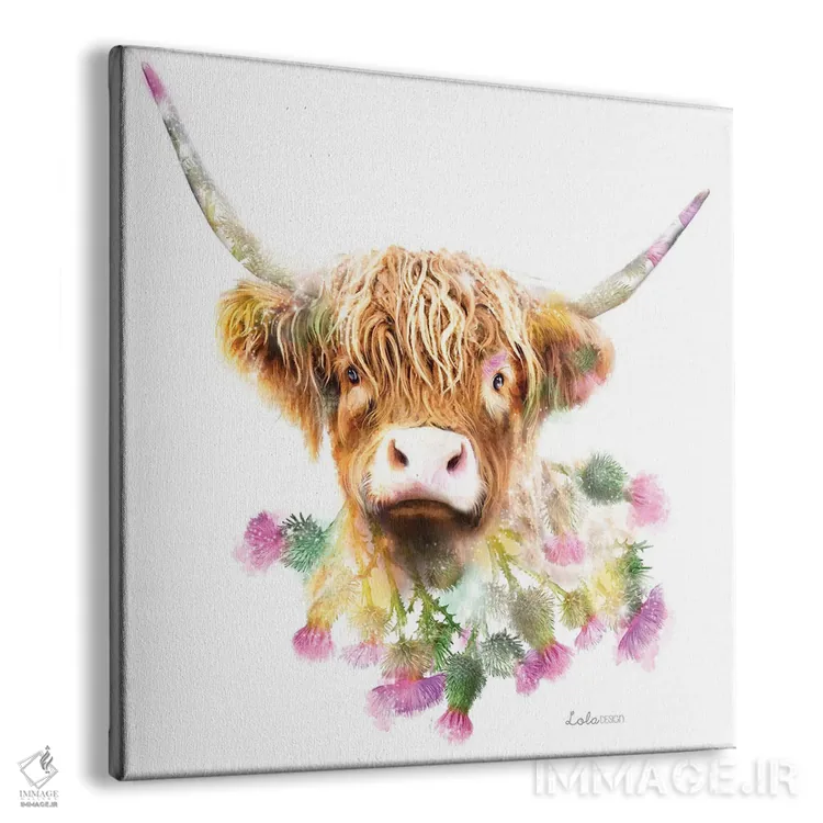 تابلو دکوراتیو گاو کوهستانی گیاهی حیات وحش اثر لولا دیزاین - نمای پرسپکتیو محصول