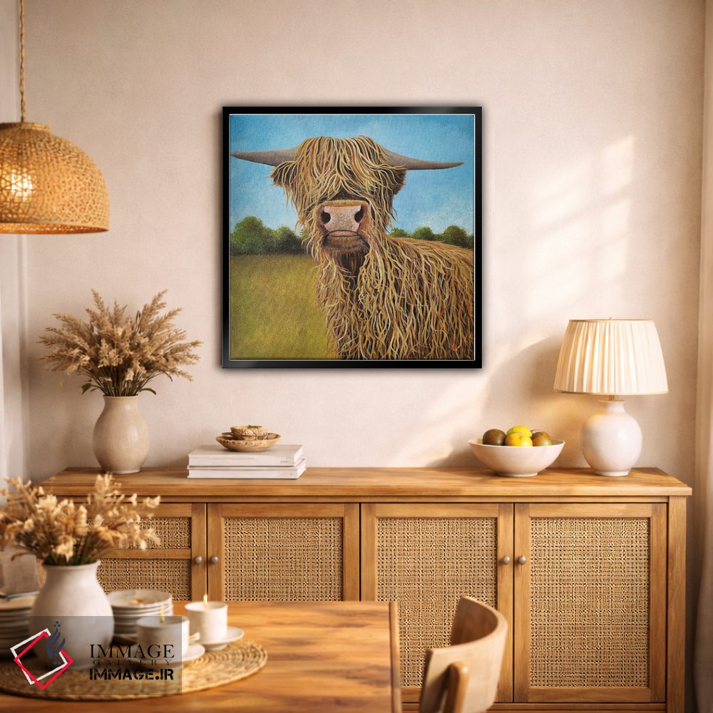 تابلو دکوراتیو گاو اسکاتلندی اثر شریل میلر لکی - D1B