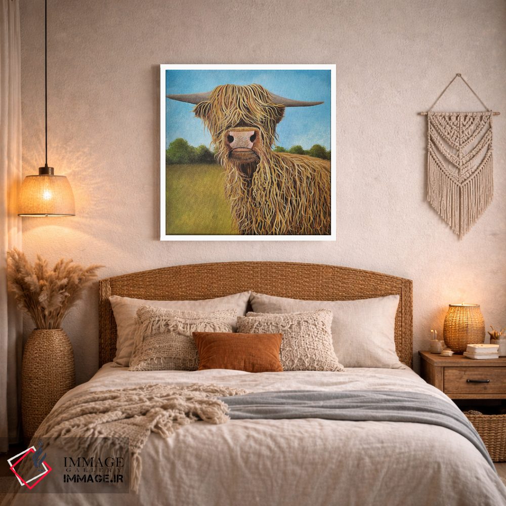 تابلو دکوراتیو گاو اسکاتلندی اثر شریل میلر لکی - D3W