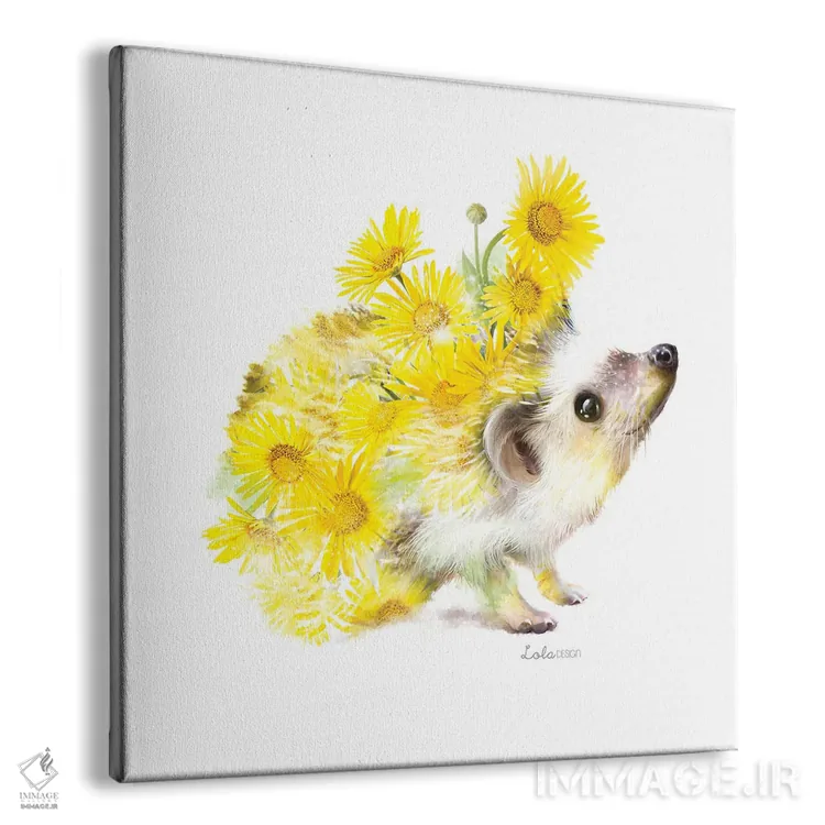 تابلو دکوراتیو جوجه تیغی گیاهی حیات وحش اثر لولا دیزاین - نمای پرسپکتیو محصول