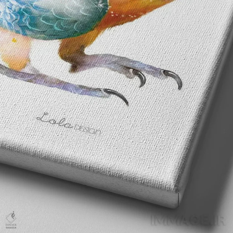 تابلو دکوراتیو طوطی گیاهی حیات وحش اثر لولا دیزاین - نمای نزدیک بافت بوم