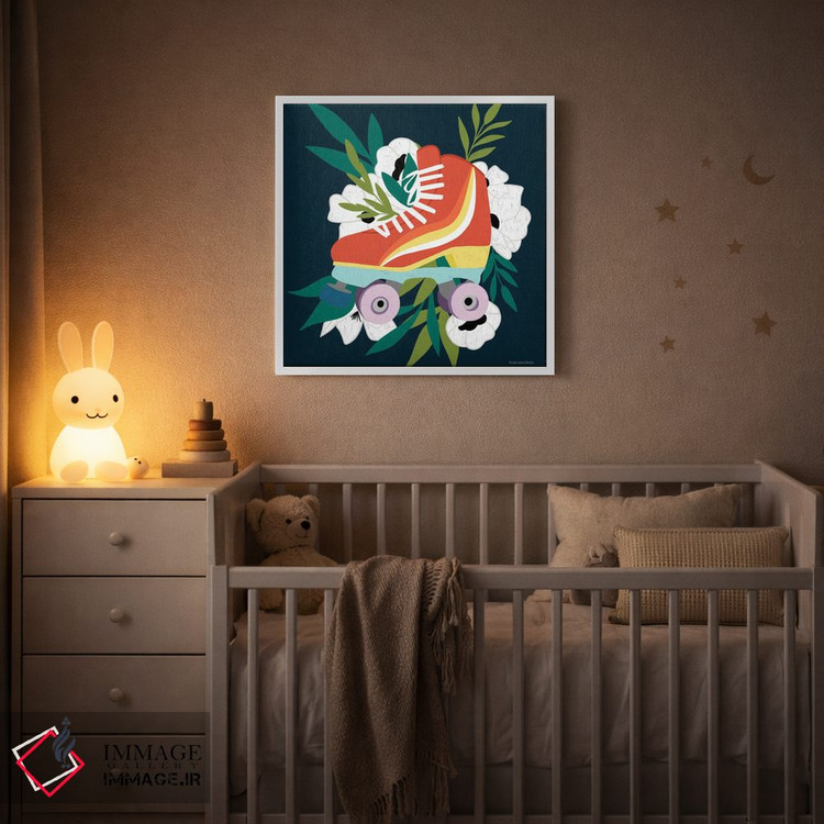 تابلو دکوراتیو اسکیت رولر رترو شماره یک اثر لیدی لوئیز دیزاینز - D4W