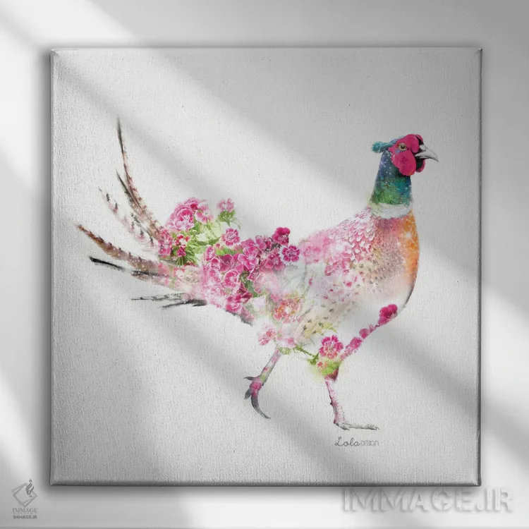 تابلو دکوراتیو قرقاول گیاهی حیات وحش اثر لولا دیزاین - نمای روبهرو روی دیوار