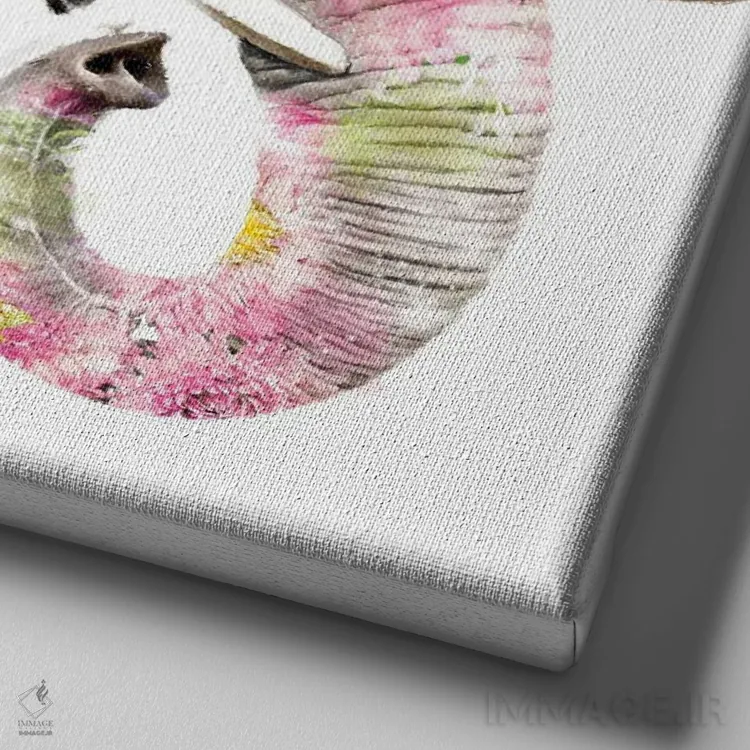 تابلو دکوراتیو فیل گیاهی حیات وحش اثر لولا دیزاین - نمای نزدیک بافت بوم