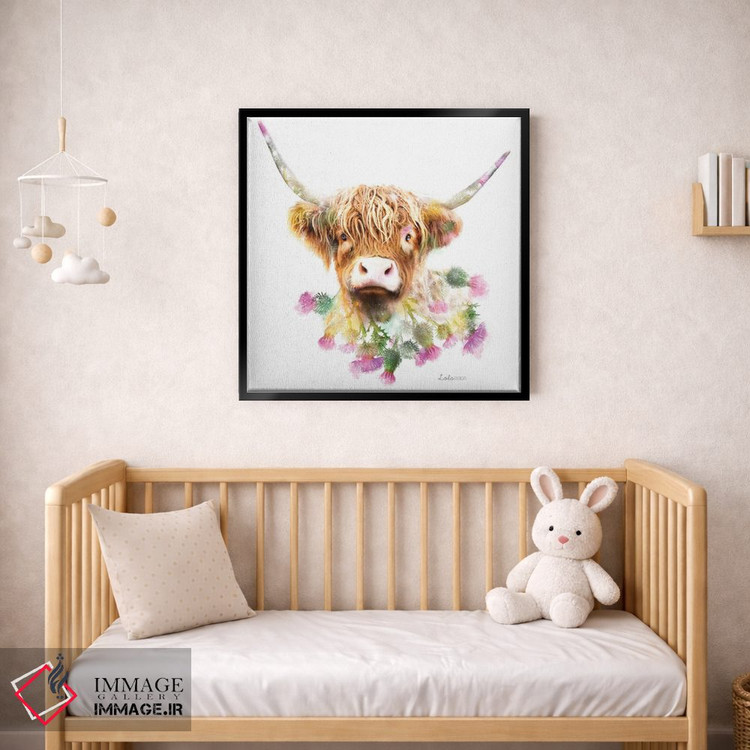 تابلو دکوراتیو گاو کوهستانی گیاهی حیات وحش اثر لولا دیزاین - D1B