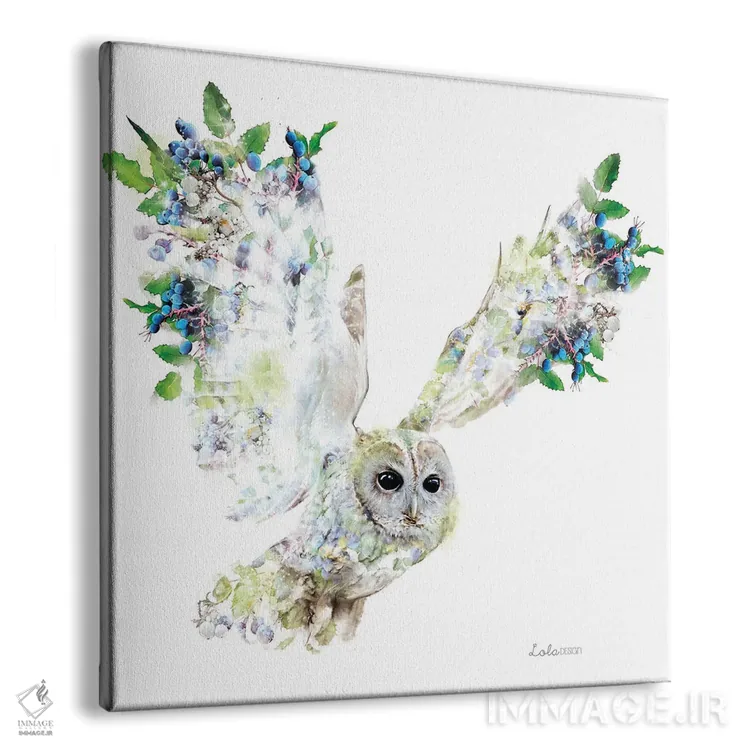 تابلو دکوراتیو جغد گیاهی حیات وحش اثر لولا دیزاین - نمای پرسپکتیو محصول