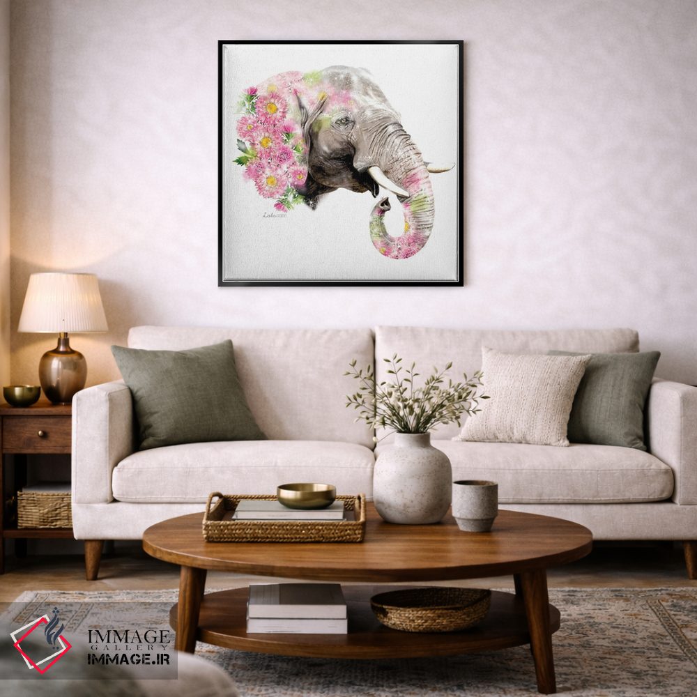 تابلو دکوراتیو فیل گیاهی حیات وحش اثر لولا دیزاین - D3B