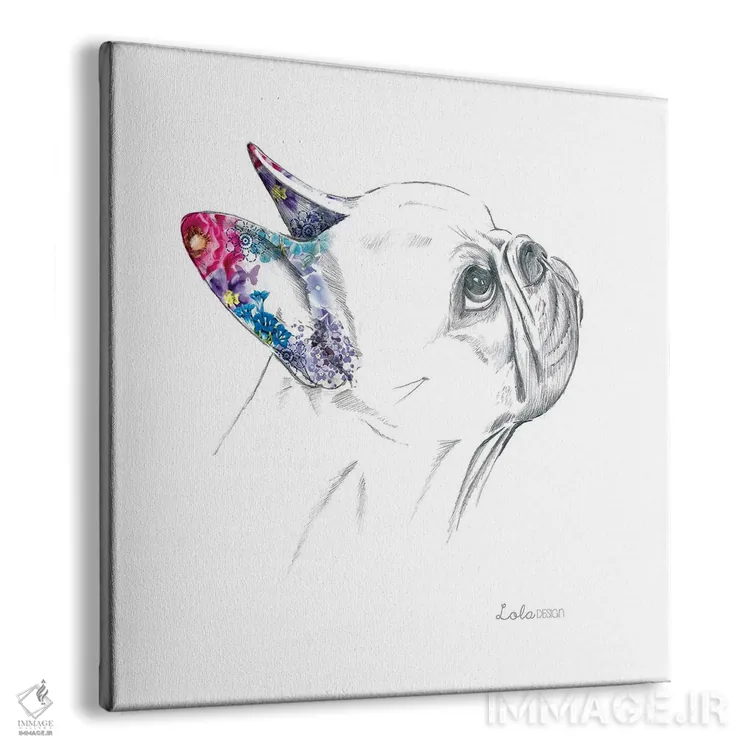 تابلو دکوراتیو پرتره سگ بولداگ فرانسوی اثر لولا دیزاین - نمای پرسپکتیو محصول