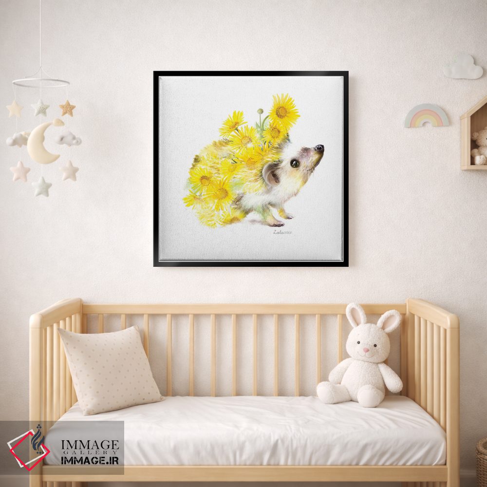 تابلو دکوراتیو جوجه تیغی گیاهی حیات وحش اثر لولا دیزاین - D1B