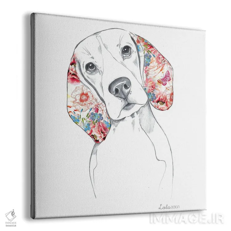 تابلو دکوراتیو پرتره سگ بیگل اثر لولا دیزاین - نمای پرسپکتیو محصول
