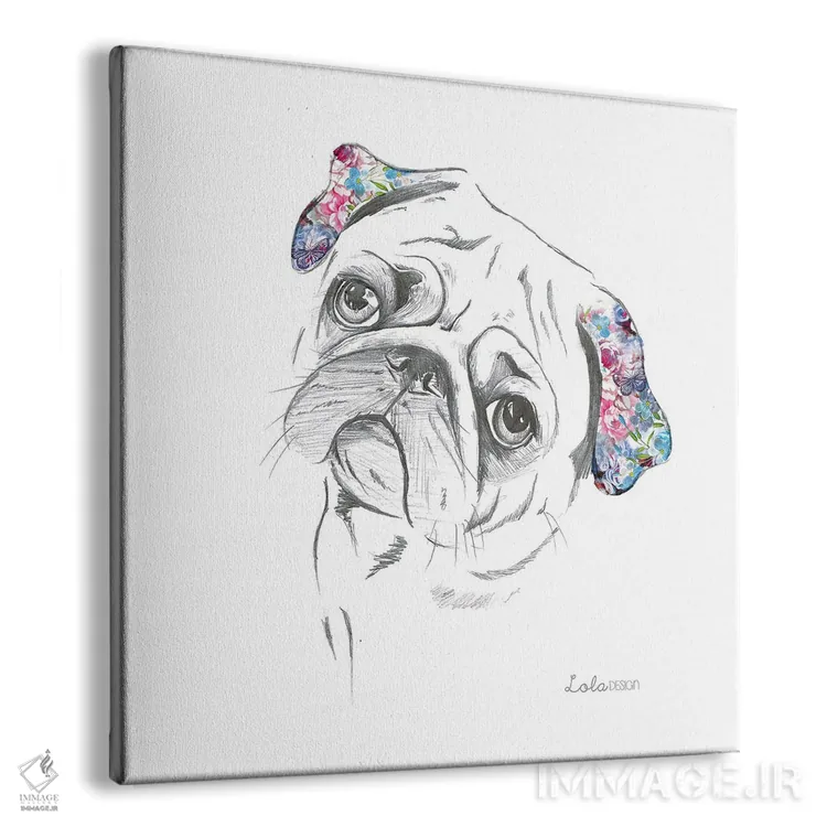 تابلو دکوراتیو پرتره سگ پاگ اثر لولا دیزاین - نمای پرسپکتیو محصول