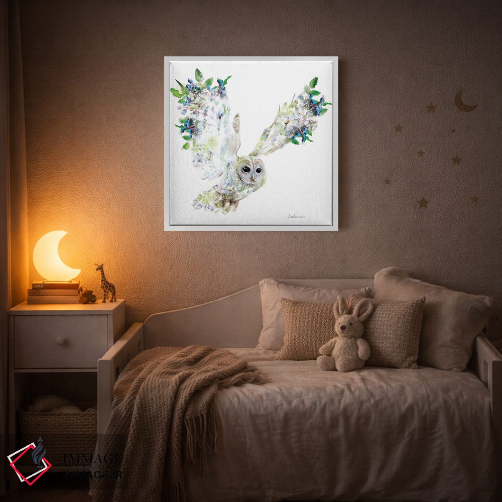 تابلو دکوراتیو جغد گیاهی حیات وحش اثر لولا دیزاین - D3W