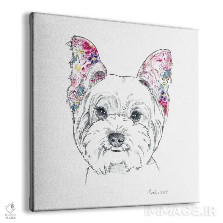 تابلو دکوراتیو پرتره سگ وستی اثر لولا دیزاین - نمای پرسپکتیو محصول