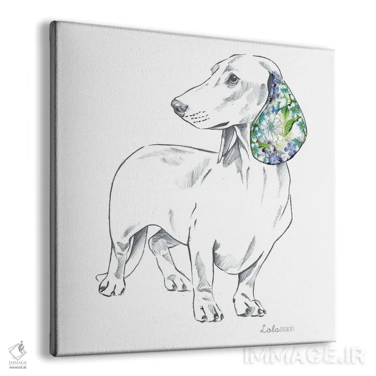 تابلو دکوراتیو پرتره سگ داشهوند اثر لولا دیزاین - نمای پرسپکتیو محصول