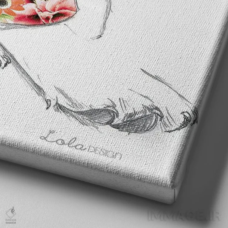 تابلو دکوراتیو پرتره سگ باست هوند اثر لولا دیزاین - نمای نزدیک بافت بوم