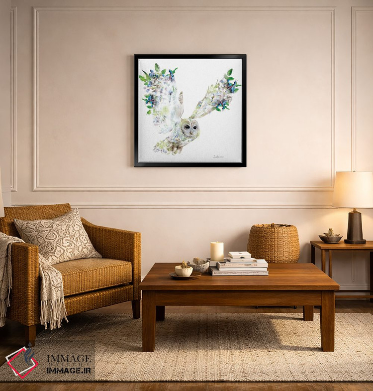 تابلو دکوراتیو جغد گیاهی حیات وحش اثر لولا دیزاین - D5B