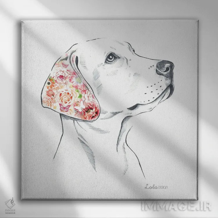 تابلو دکوراتیو پرتره سگ لابرادور اثر لولا دیزاین - نمای روبهرو روی دیوار
